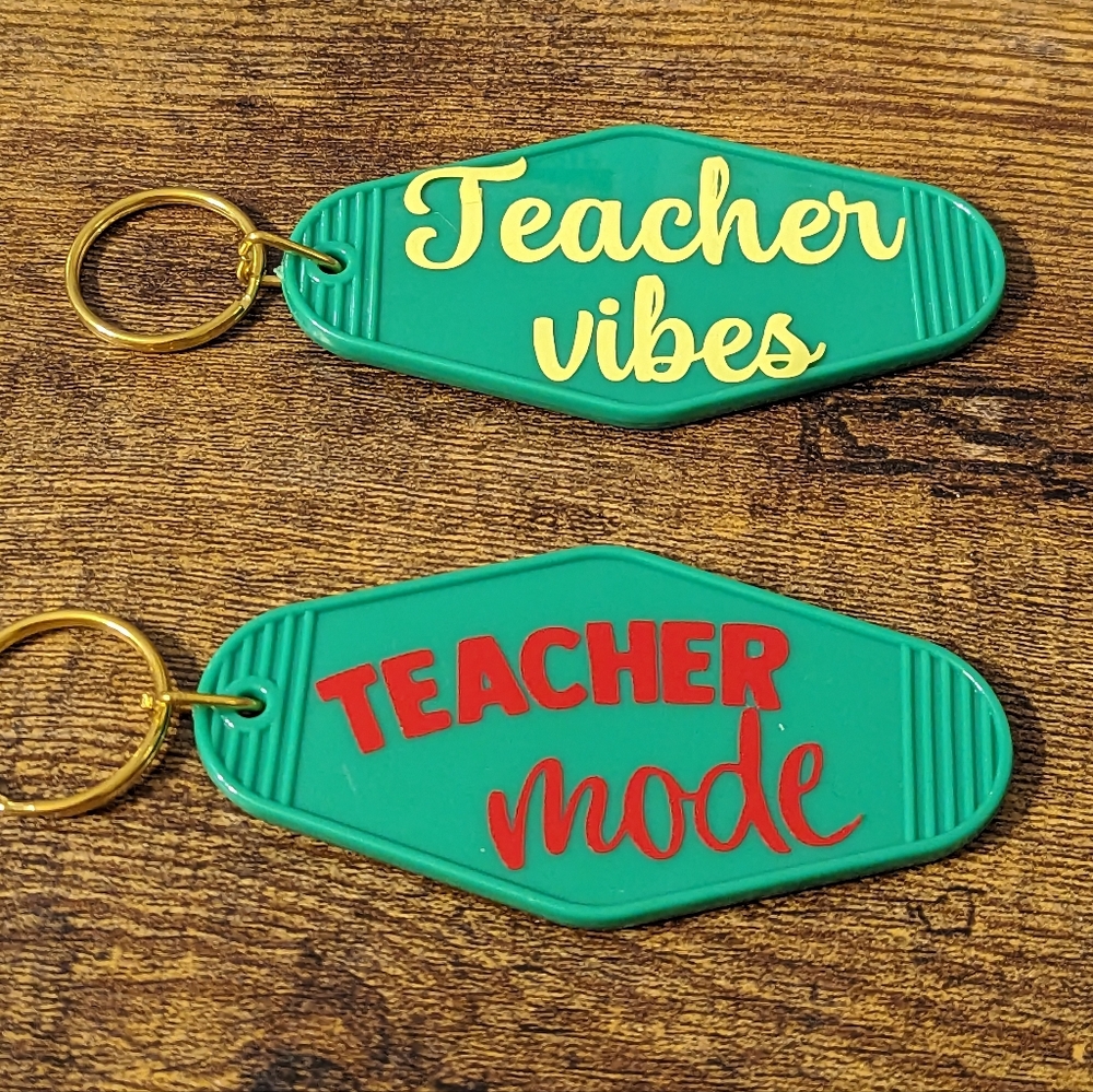Set Of 2 Teacher Motel Keychains New!